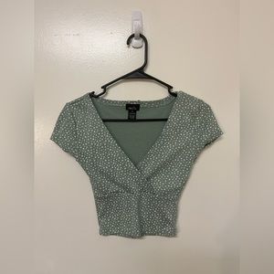 Rue 21 Green Cropped V-Neck